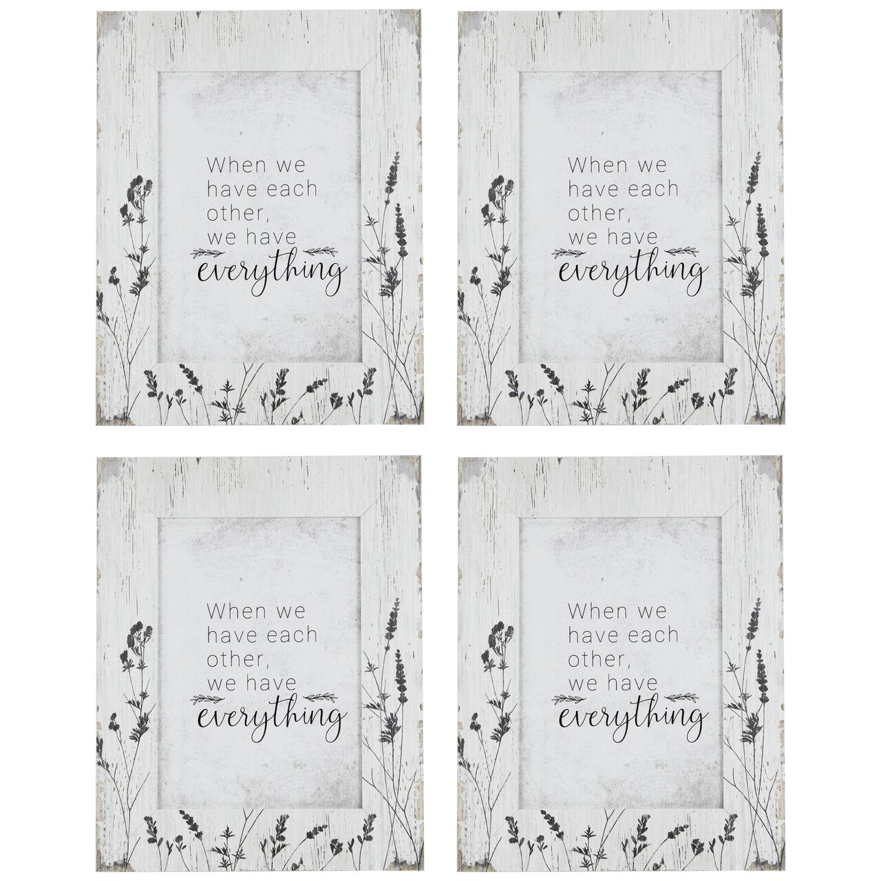 Northlight Weathered Floral Picture Frames - for 5" x 7" Photos - White - Set of 4